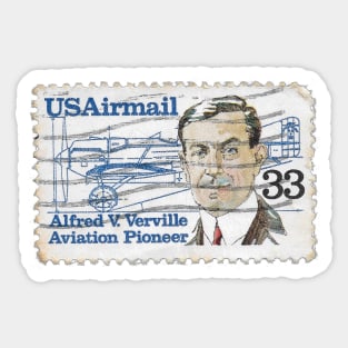 US Airmail Alfred V Verville Aviation Pioneer Stamp 1980s Sticker